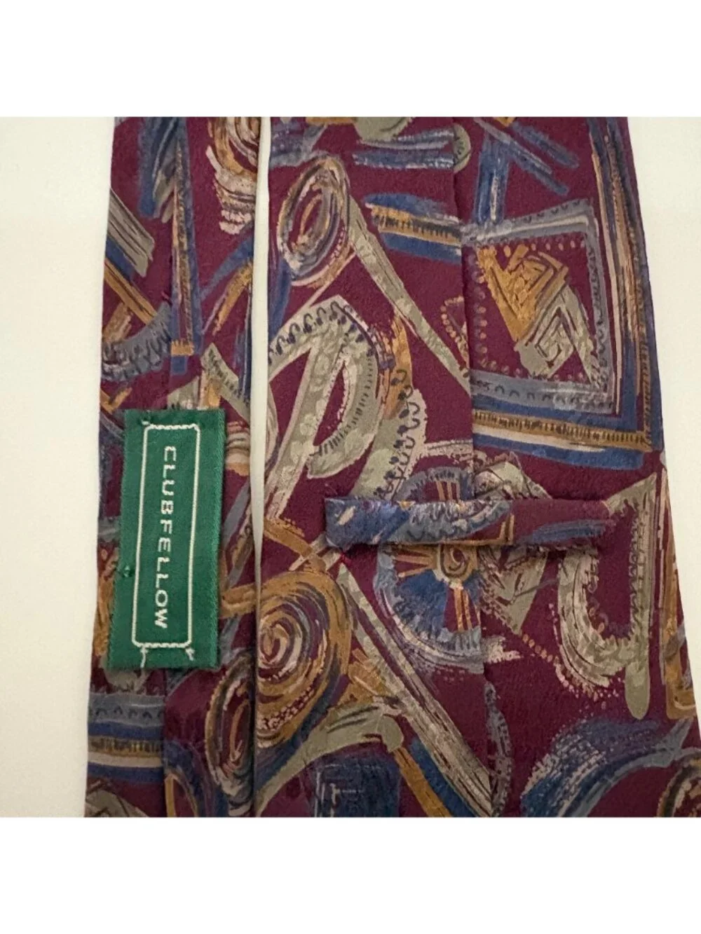 Clubfellow Silk Tie Maroon Print Handmade Mens Necktie Office Formal Dad Gift